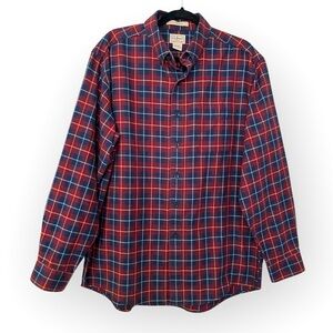 L.L. Bean Traditional Fit 100% Cotton Plaid Flannel Button Down Shirt L-Reg